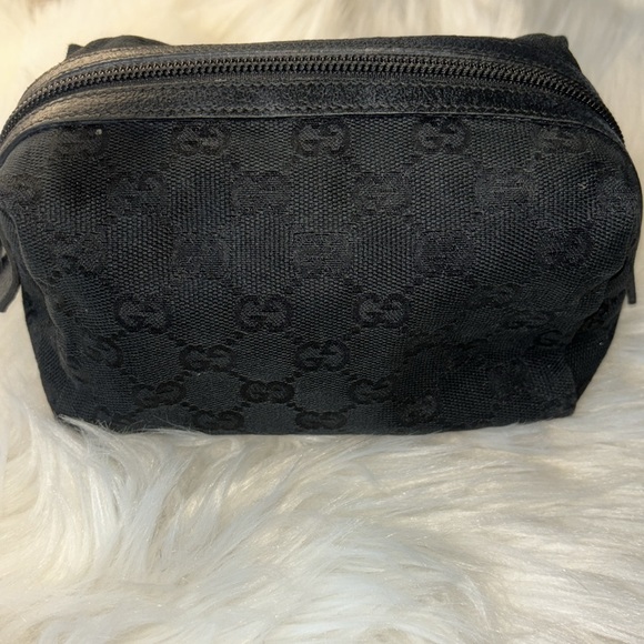AUTHENTIC GUCCI BLACK MONOGRAM POUCH - Picture 3 of 11